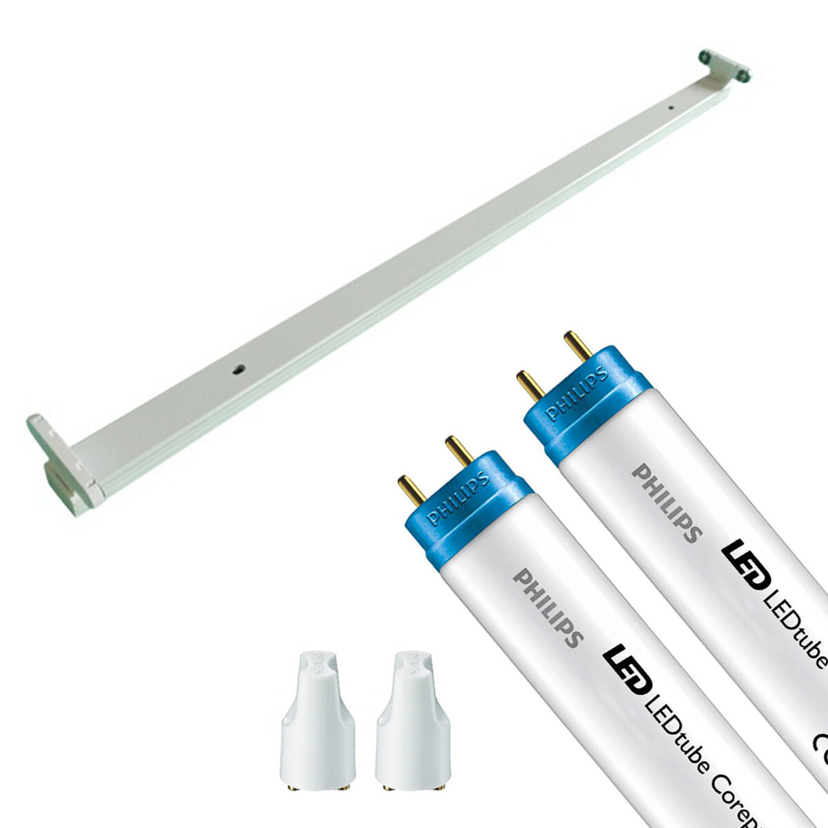 Réglette LED avec Tube T8 - Aigi Dybolo - 120cm Double - Philips - CorePro LEDtube EM 840 - 29W - Blanc Neutre 4000K | Remplace 72W