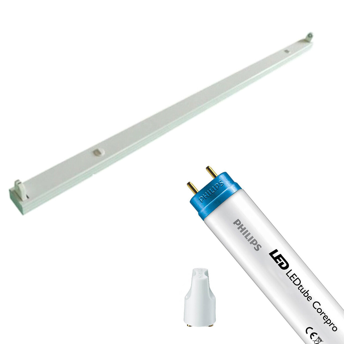 Réglette LED avec Tube T8 - Aigi Dybolo - 150cm Simple - Philips - CorePro LEDtube EM 865 - 20W - Blanc Froid 6500K | Remplace 58W