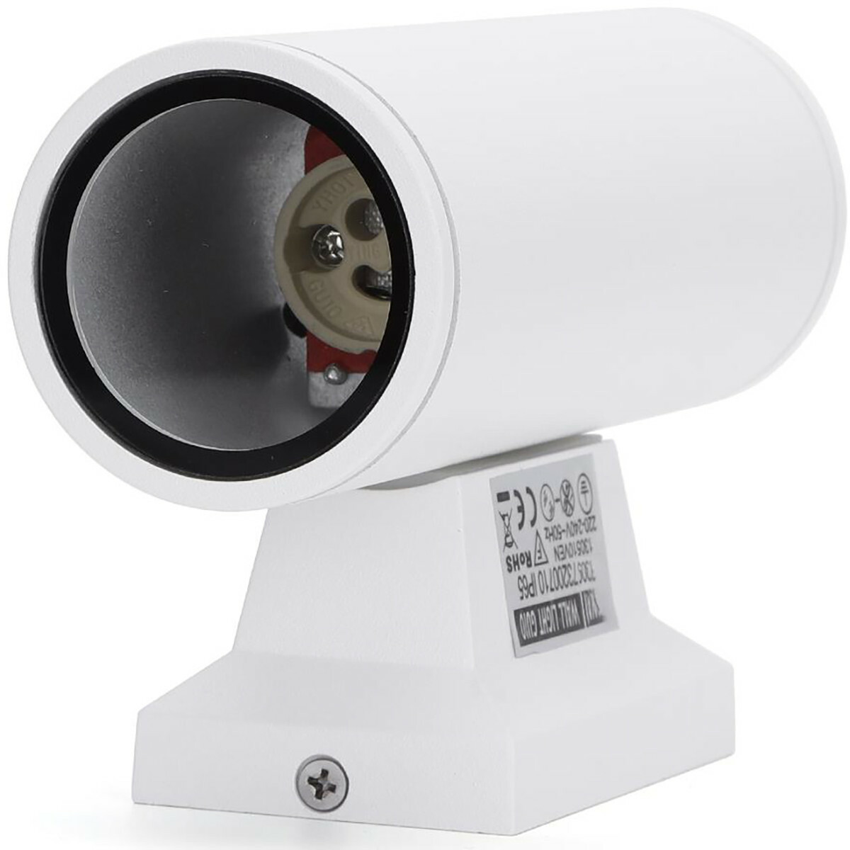 Éclairage de Jardin LED - Lampe murale extérieure - Aigi Wally Up and Down - Douille GU10 - Rond - Mat Blanc - Aluminium - Philips - CorePro 827 36D - 9.2W - Blanc Chaud 2700K