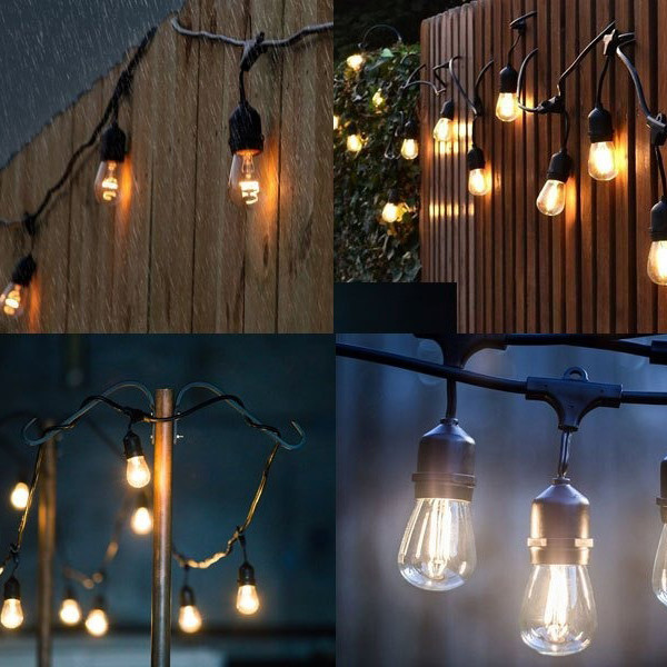 Guirlande Lumineuse - Douille E27 - 10 Lampes - 10 Mètres - 1500W - Noir