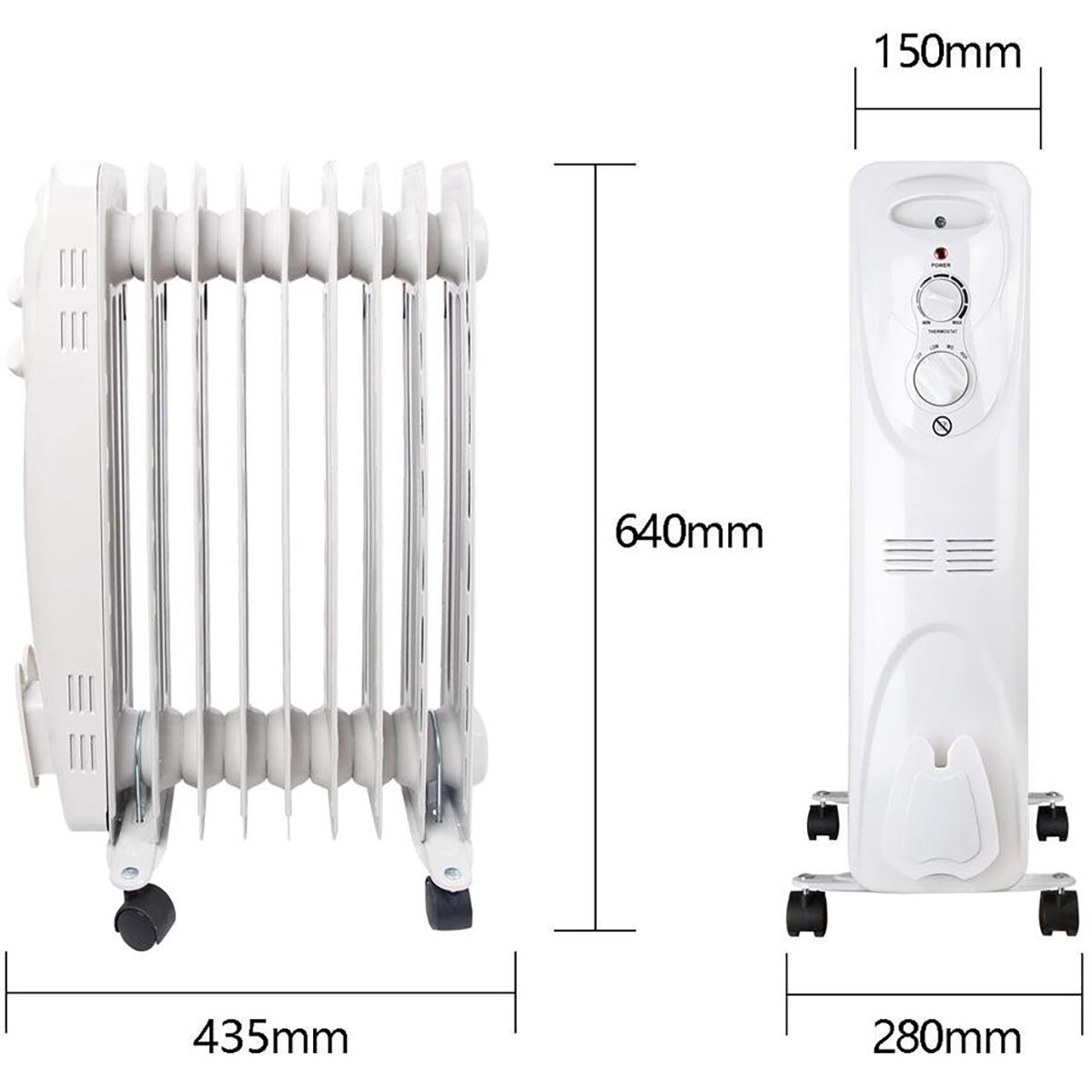 Radiateur - Aigi Bony - Rempli d'Huile - 3 Positions - Blanc