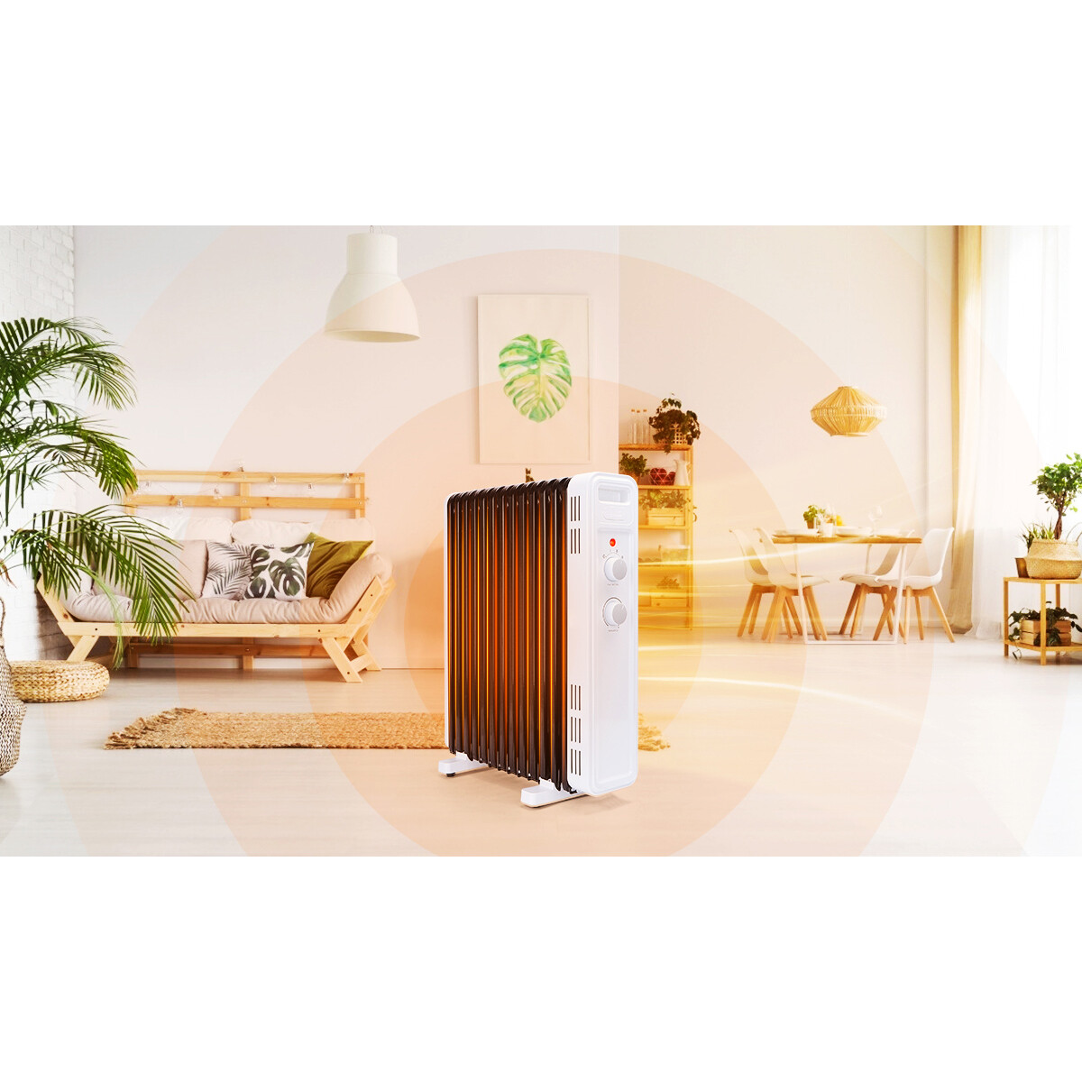 Radiateur - Aigi Hube - 2500W - Radiateur à Huile - 3 Positions - Blanc