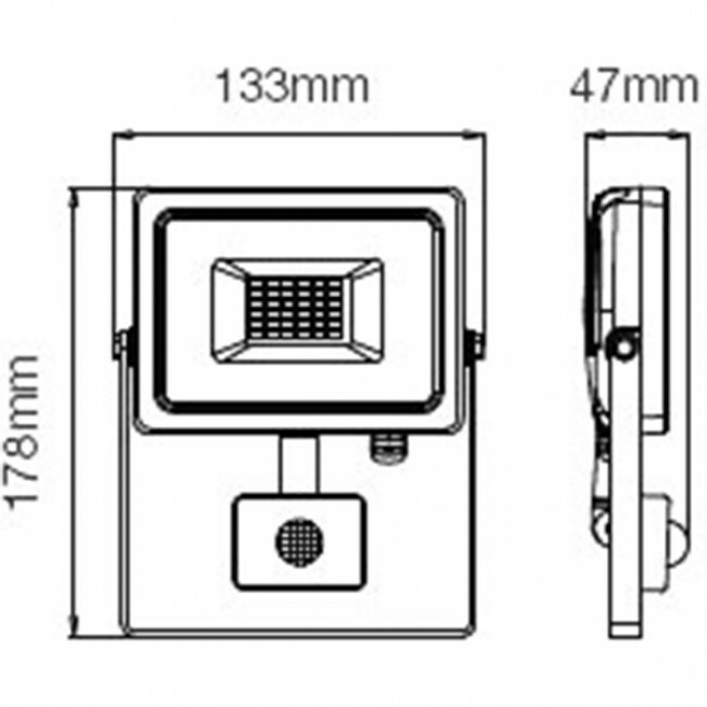 Projecteur LED 10 Watt avec Sensor - Viron Dana - Blanc Neutre 4000K - Mat Blanc - Aluminium - LEDs SAMSUNG