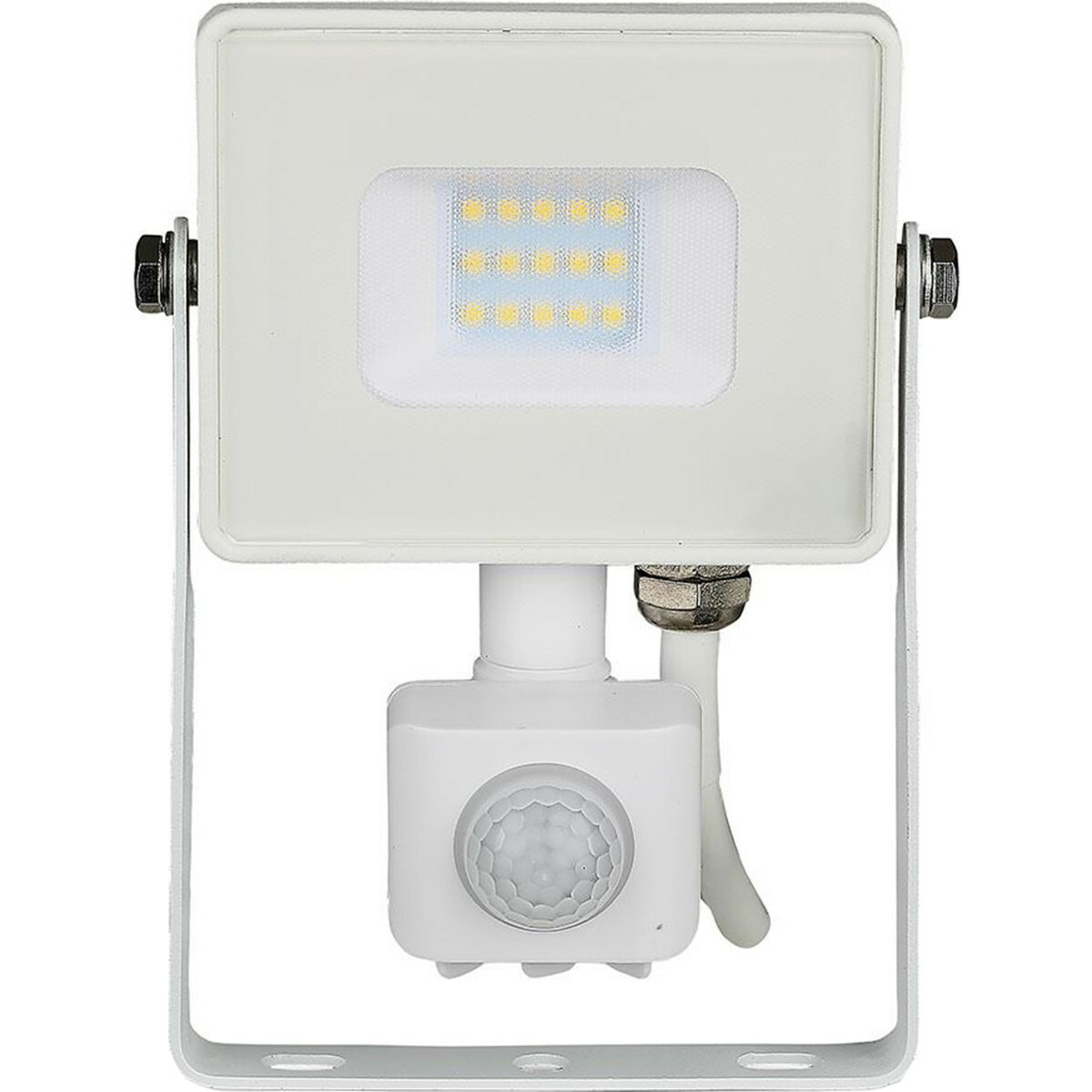 Projecteur LED 10 Watt avec Sensor - Viron Dana - Blanc Neutre 4000K - Mat Blanc - Aluminium - LEDs SAMSUNG