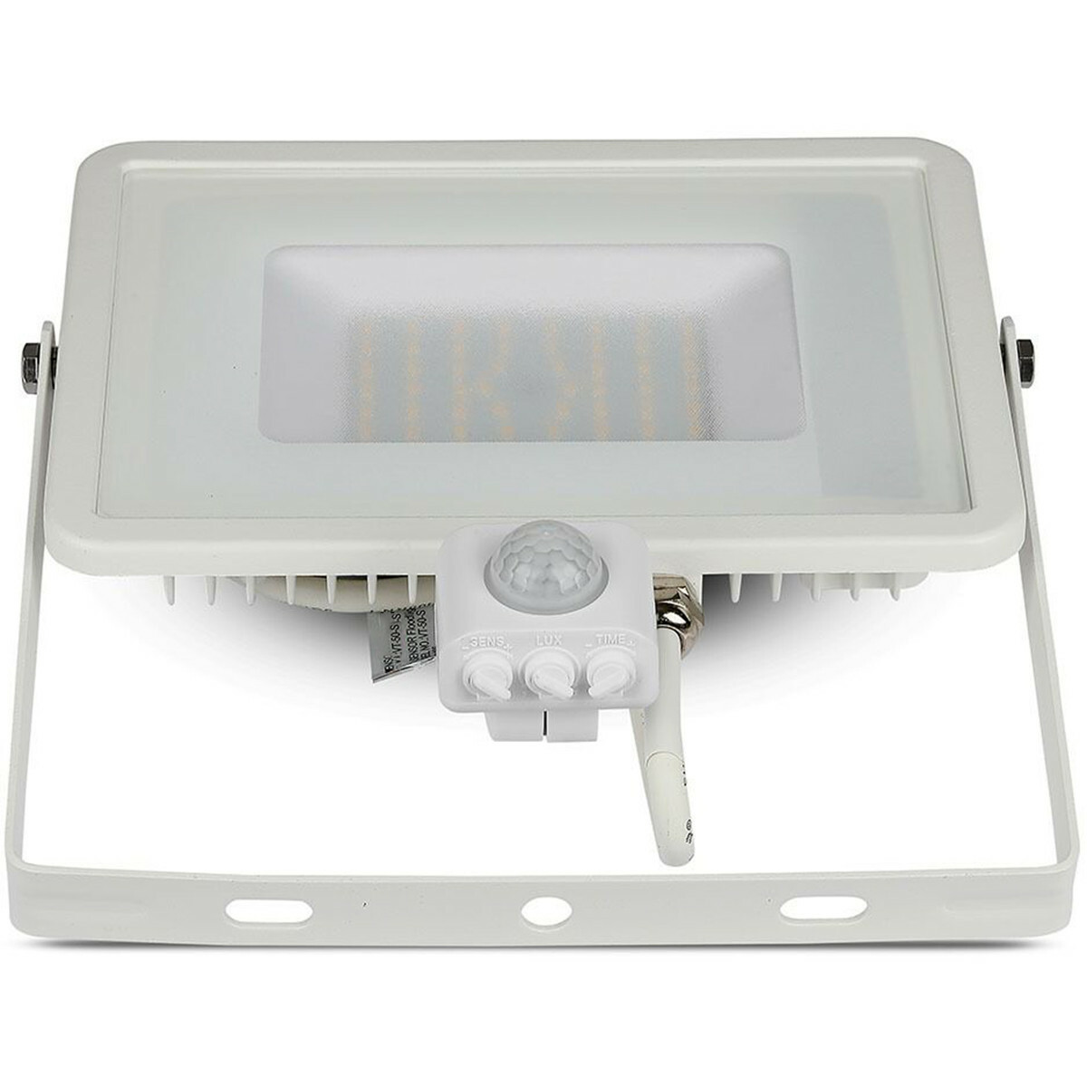 Projecteur LED 50 Watt avec Sensor - Viron Dana - Blanc Neutre 4000K - Mat Blanc - Aluminium - LEDs SAMSUNG