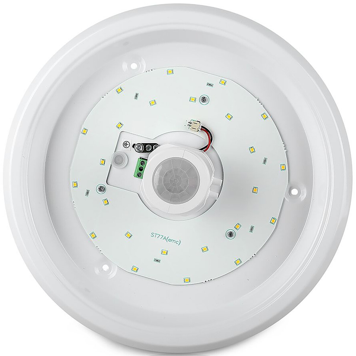 Plafonnier LED avec Détecteur de Mouvement - Viron Raza - 12W High Lumen - Blanc Chaud 3000K - Rond - Mat Blanc - Plastique - LEDs SAMSUNG