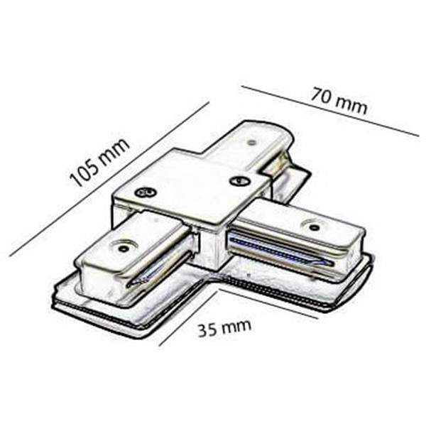 Connecteur de Prolongation de Eclairage sur Rail - Facto - Couplage en T - 1 Phase - Blanc