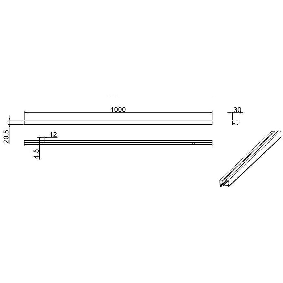 Eclairage sur Rail - Trion Dual - 2 Phases - en Saillie - Aluminium - Blanc - 1 Mètre