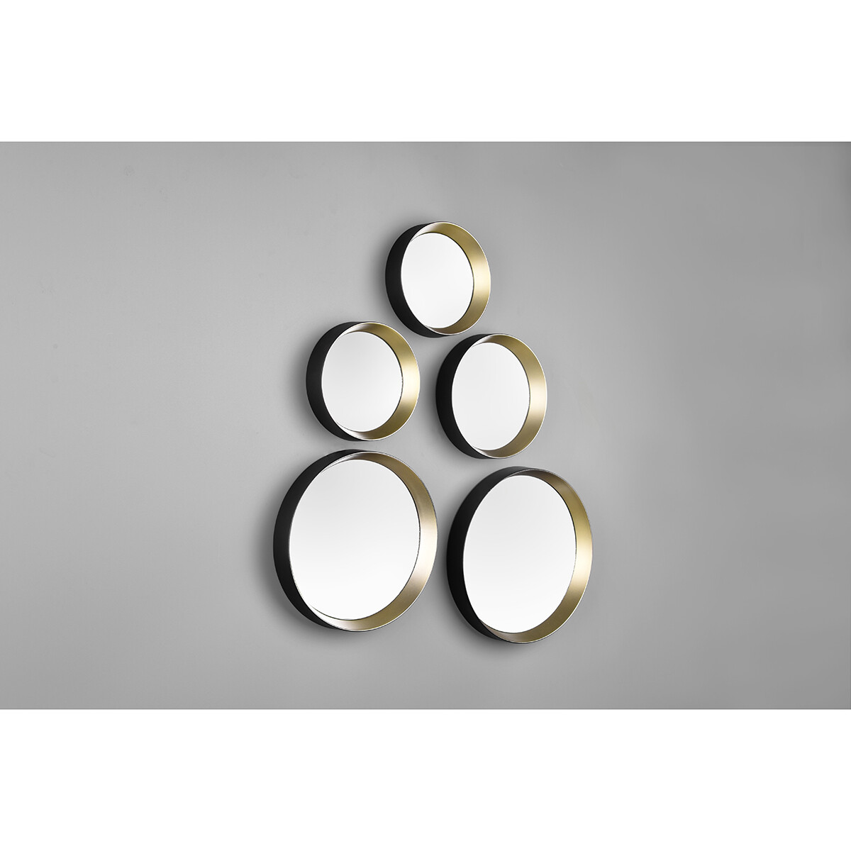 Ensemble de Miroirs - Trion Vivo - 25x25 - 5 Pièces Miroirs Suspendus dans Cadre - Noir/Or