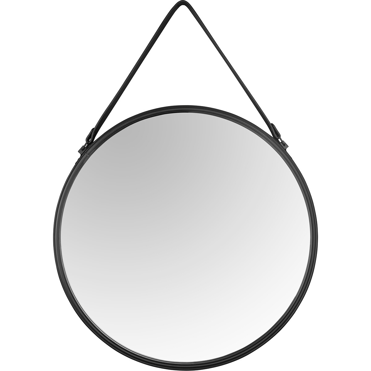 Miroir - Trion Divon - Ø55cm - Miroir Suspendu dans un Cadre - Mat Noir