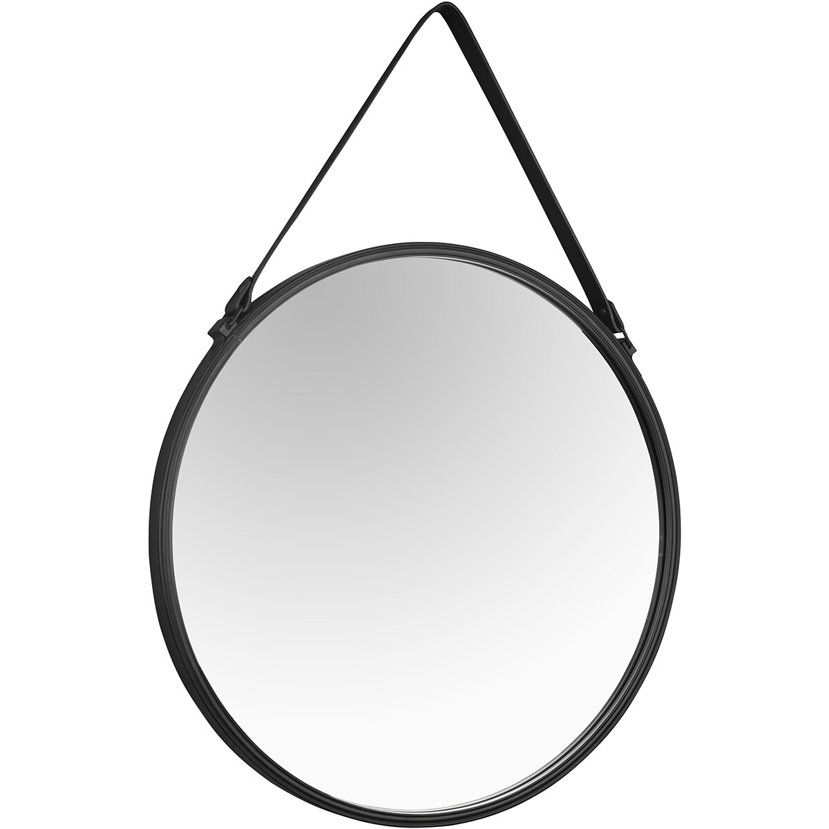 Miroir - Trion Divon - Ø55cm - Miroir Suspendu dans un Cadre - Mat Noir