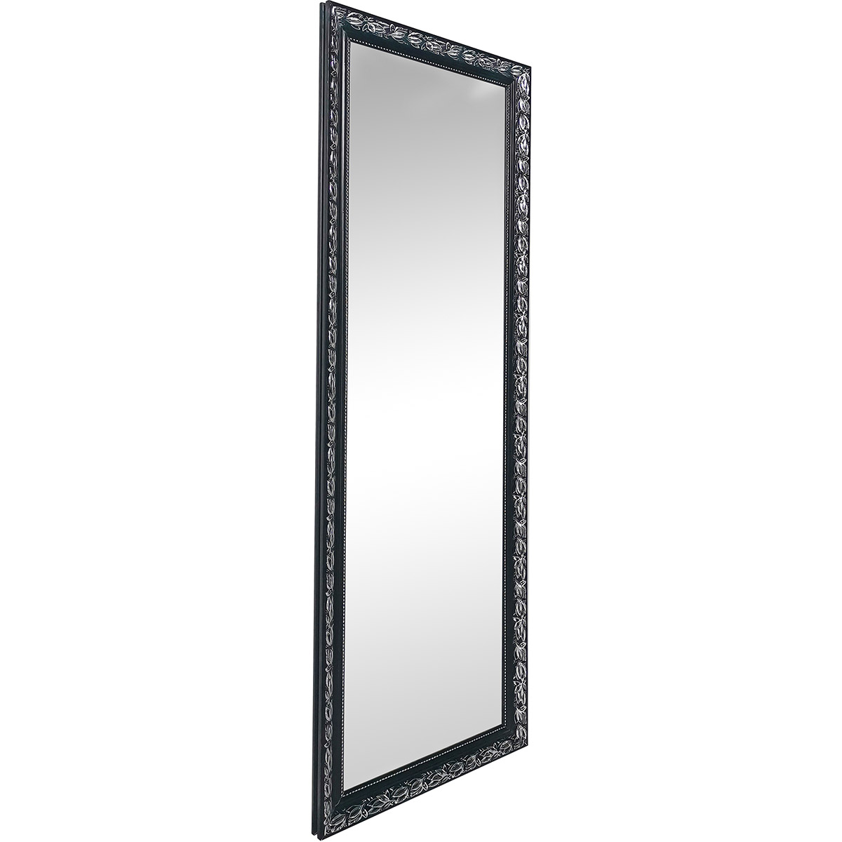 Miroir - Trion Jonca - 50x150 - Miroir Mural avec Cadre - Noir Argenté - Bois