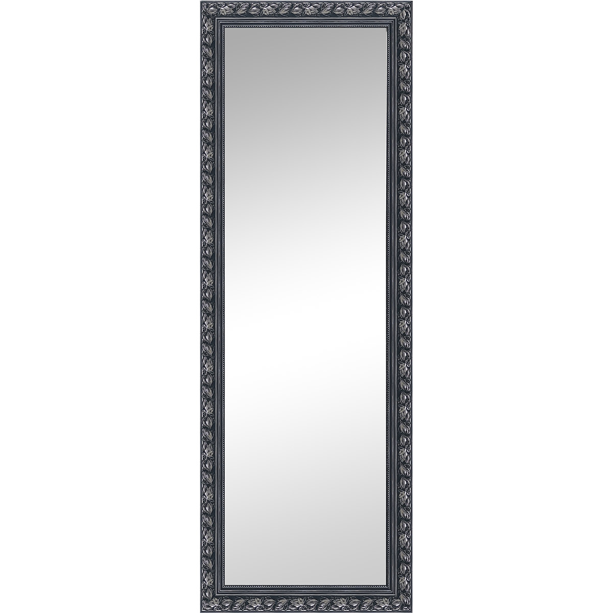 Miroir - Trion Jonca - 50x150 - Miroir Mural avec Cadre - Noir Argenté - Bois