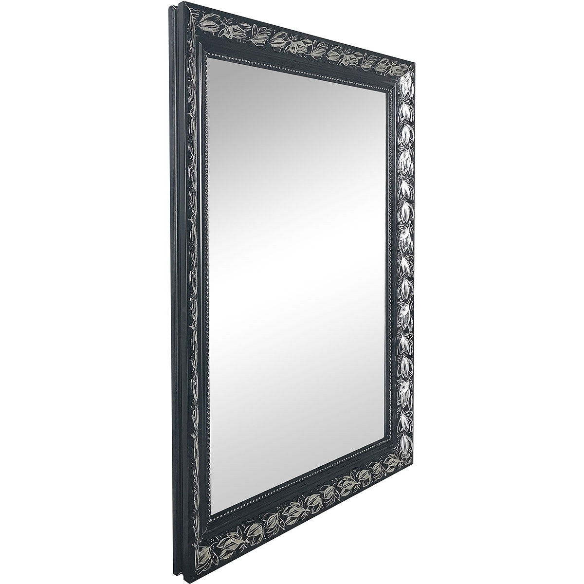 Miroir - Trion Jonca - 55x70 - Miroir Mural avec Cadre - Noir Argenté - Bois