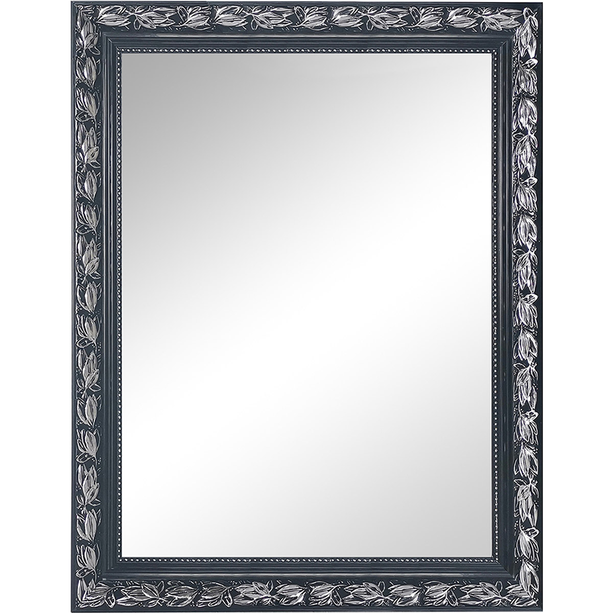 Miroir - Trion Jonca - 55x70 - Miroir Mural avec Cadre - Noir Argenté - Bois