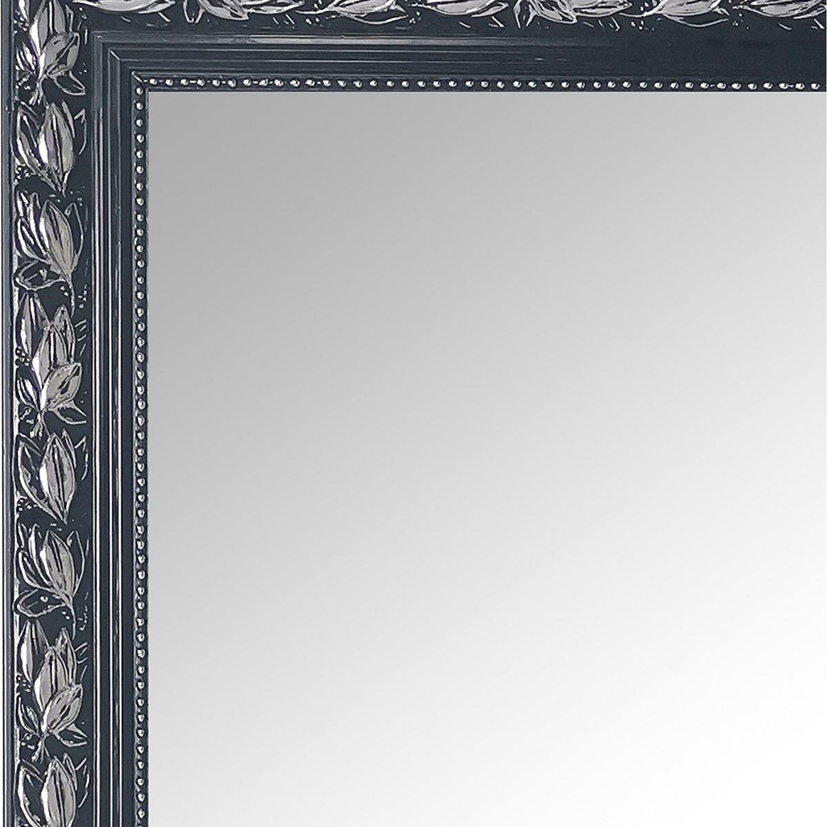 Miroir - Trion Jonca - 55x70 - Miroir Mural avec Cadre - Noir Argenté - Bois