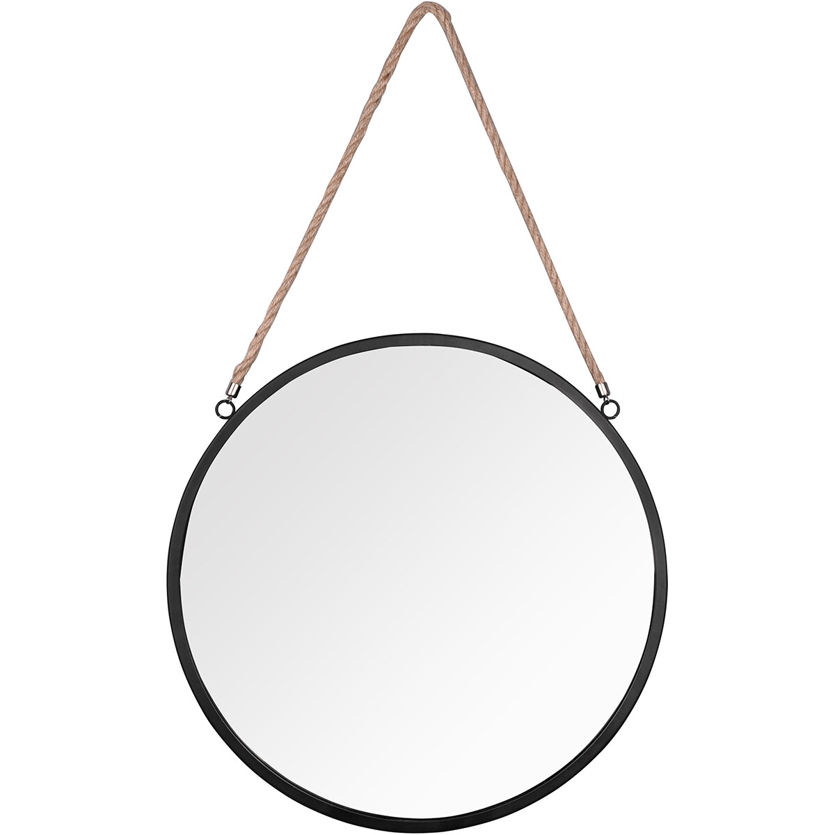 Miroir - Trion Vicon - Ø40cm - Miroir Suspendu dans un Cadre - Noir