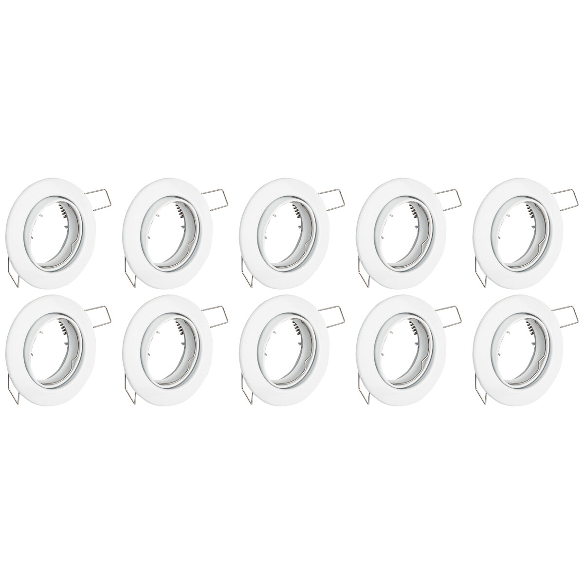 Support Spot 10 Pack - Spot Encastré GU10 - Rond - Blanc - Aluminium - Inclinable Ø82mm