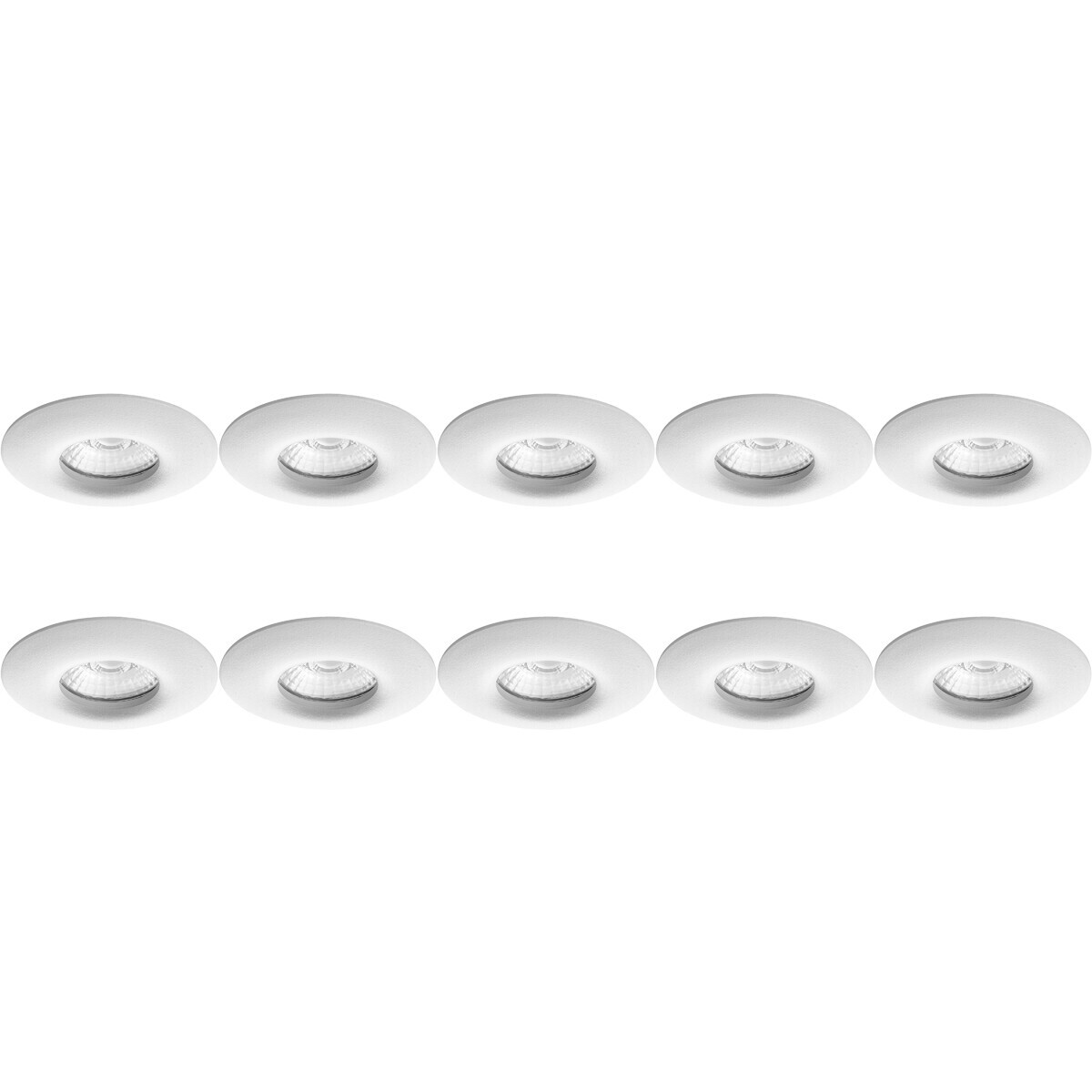 Support Spot 10 Pack - Pragmi Luno Pro - Spot Encastré GU10 - Étanche IP65 - Rond - Blanc - Aluminium - Ø82mm