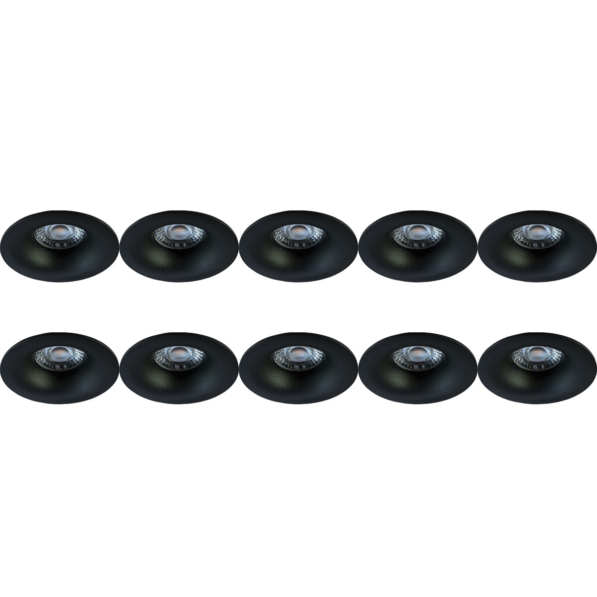 Support Spot 10 Pack - Pragmi Nora Pro - Spot Encastré GU10 - Rond - Noir - Aluminium - Ø82mm