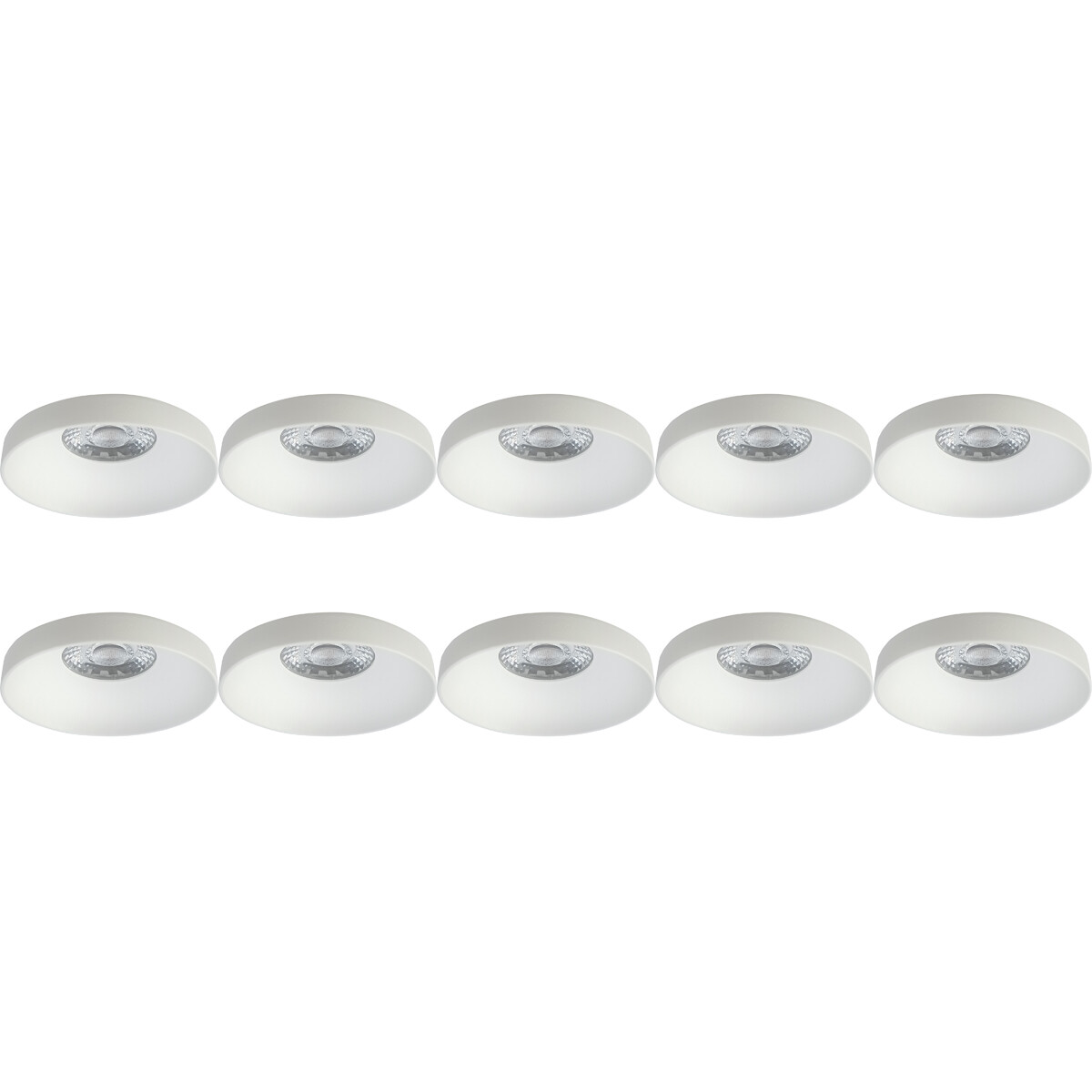 Support Spot 10 Pack - Pragmi Vrito Pro - Spot Encastré GU10 - Rond - Blanc - Aluminium - Ø82mm