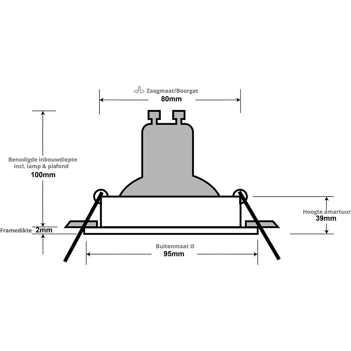 Support Spot 10 Pack - Pragmi Zano Pro - Spot Encastré GU10 - Rond - Blanc - Aluminium - Inclinable - Ø93mm