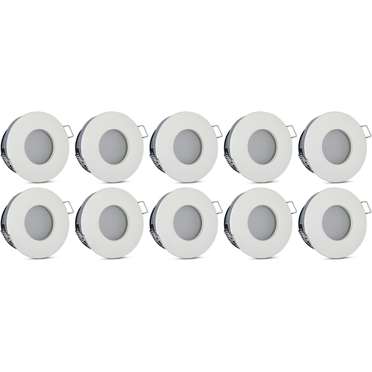 Support Spot 10 Pack - Aigi - Spot Encastré GU10 - Étanche IP65 - Rond - Blanc - Aluminium/Verre - Ø82mm