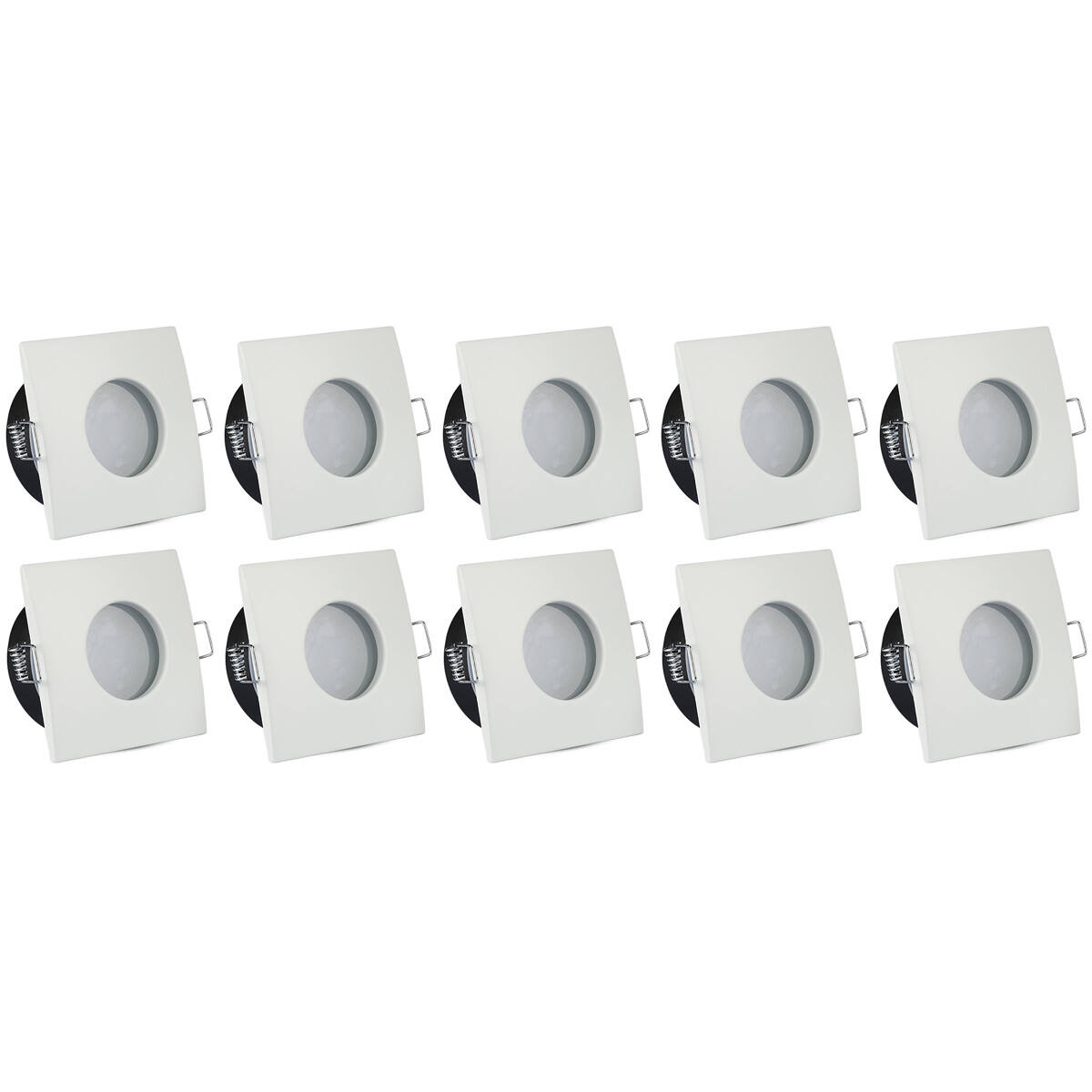 Support Spot 10 Pack - Aigi - Spot Encastré GU10 - Étanche IP65 - Carré - Blanc - Aluminium/Verre - 82mm