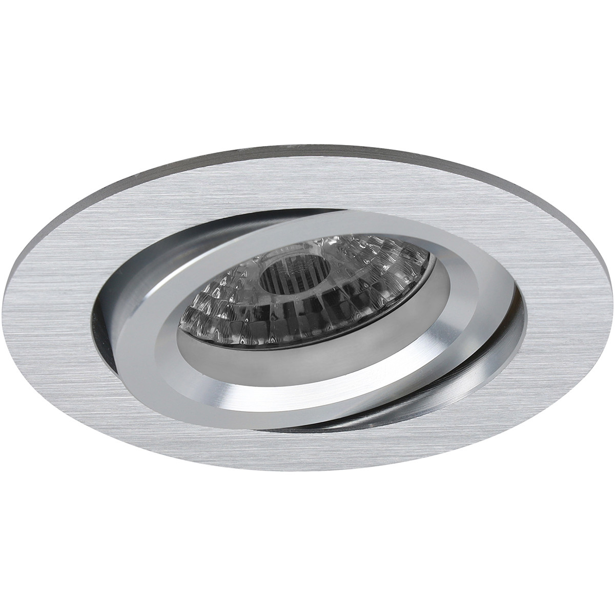 Support Spot GU10 - Pragmi Aerony Pro - Spot Encastré GU10 - Rond - Argent - Aluminium - Inclinable - Ø82mm