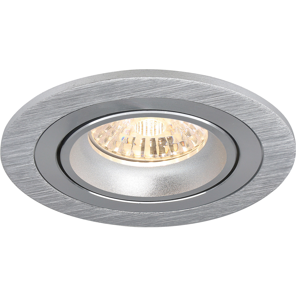 Support Spot GU10 - Pragmi Alpin Pro - Spot Encastré GU10 - Rond - Argent - Aluminium - Inclinable - Ø92mm