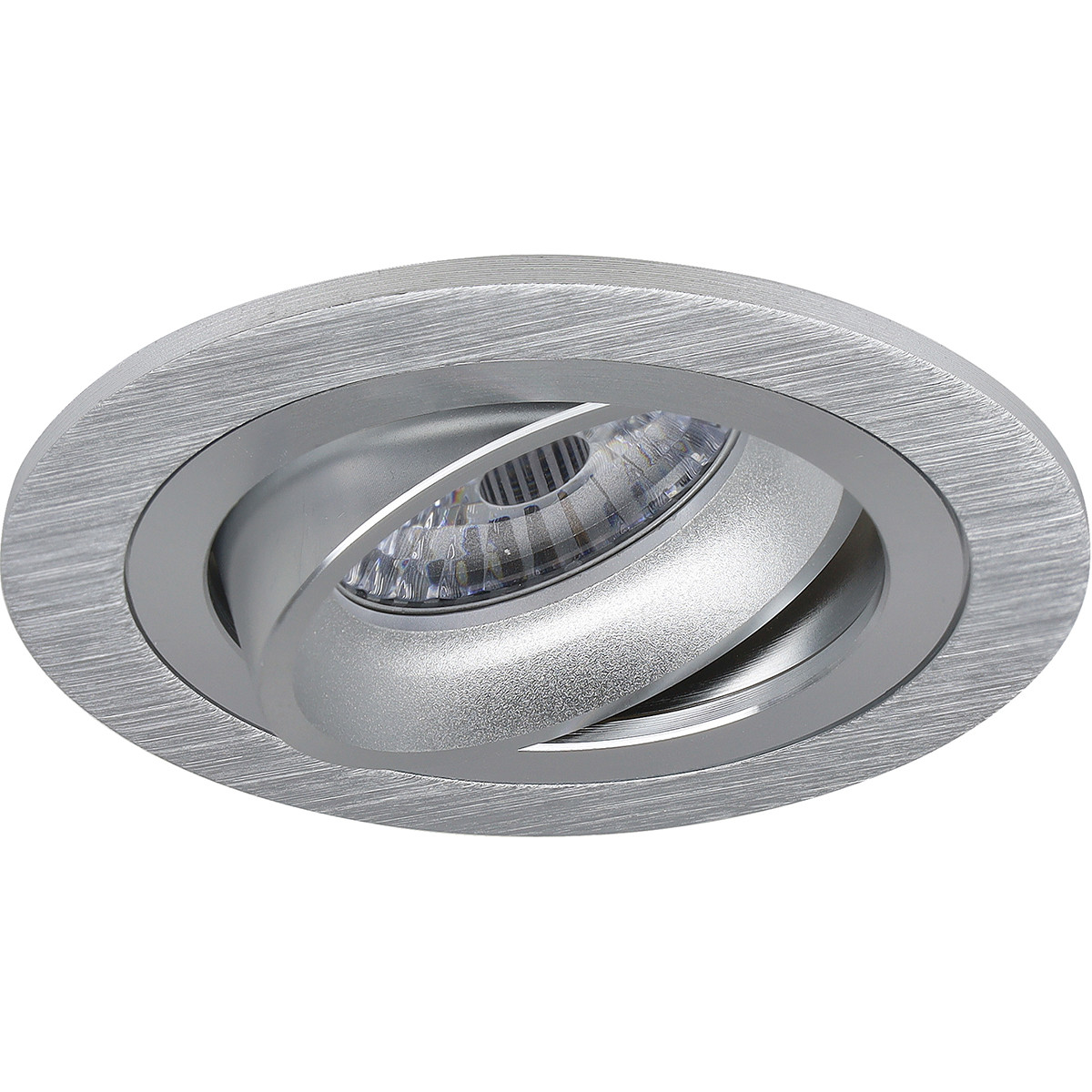 Support Spot GU10 - Pragmi Alpin Pro - Spot Encastré GU10 - Rond - Argent - Aluminium - Inclinable - Ø92mm