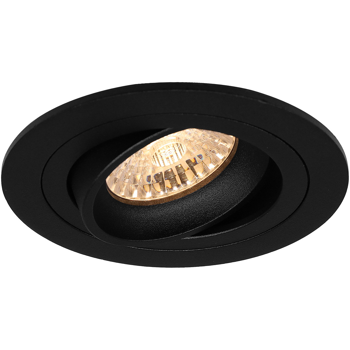 Support Spot GU10 - Pragmi Alpin Pro - Spot Encastré GU10 - Rond - Noir - Aluminium - Inclinable - Ø92mm