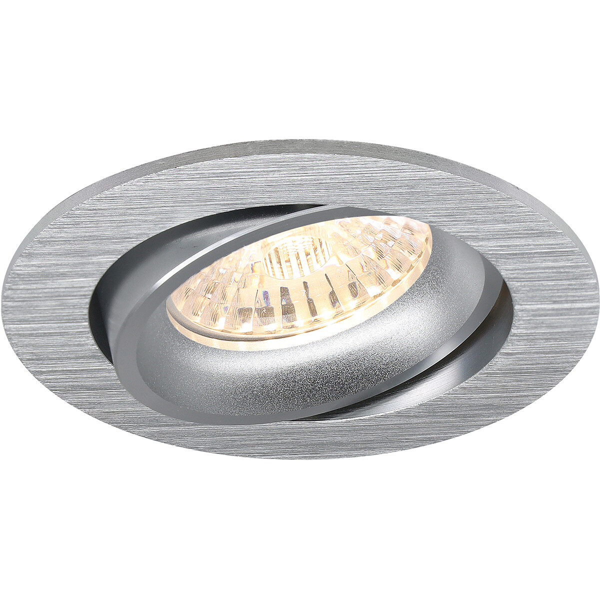 Support Spot GU10 - Pragmi Delton Pro - Spot Encastré GU10 - Rond - Argent - Aluminium - Inclinable - Ø82mm