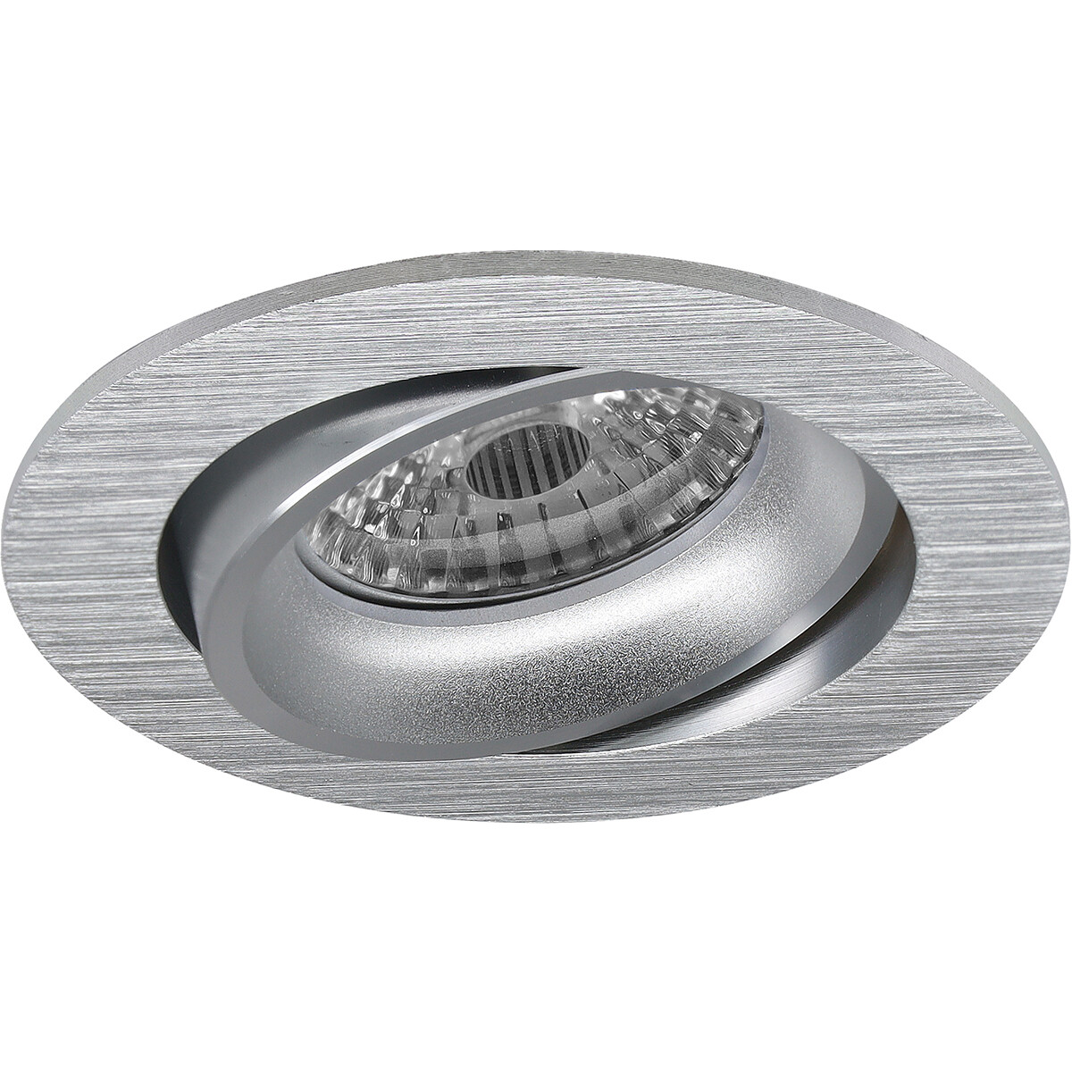 Support Spot GU10 - Pragmi Delton Pro - Spot Encastré GU10 - Rond - Argent - Aluminium - Inclinable - Ø82mm