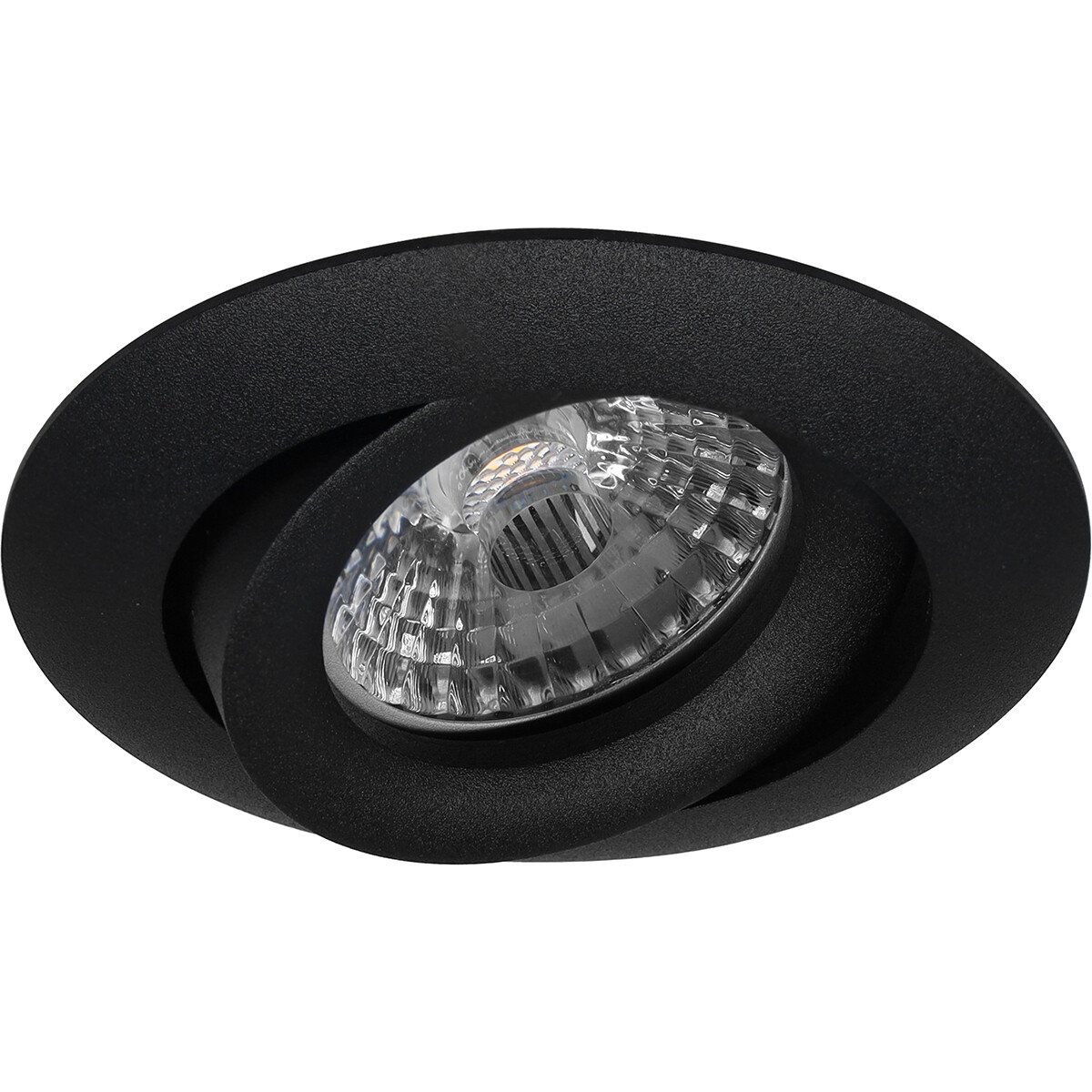 Support Spot GU10 - Pragmi Uranio Pro - Spot Encastré GU10 - Rond - Noir - Aluminium - Inclinable - Ø82mm