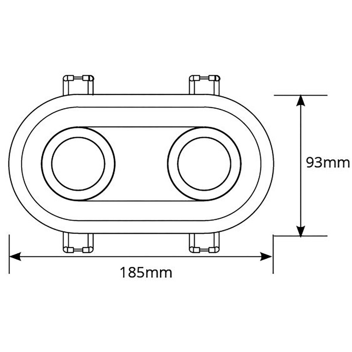 Support Spot 10 Pack - Pragmi Zano Pro - Spot Encastré GU10 - Double Ovale - Blanc - Aluminium - Inclinable - 185x93mm