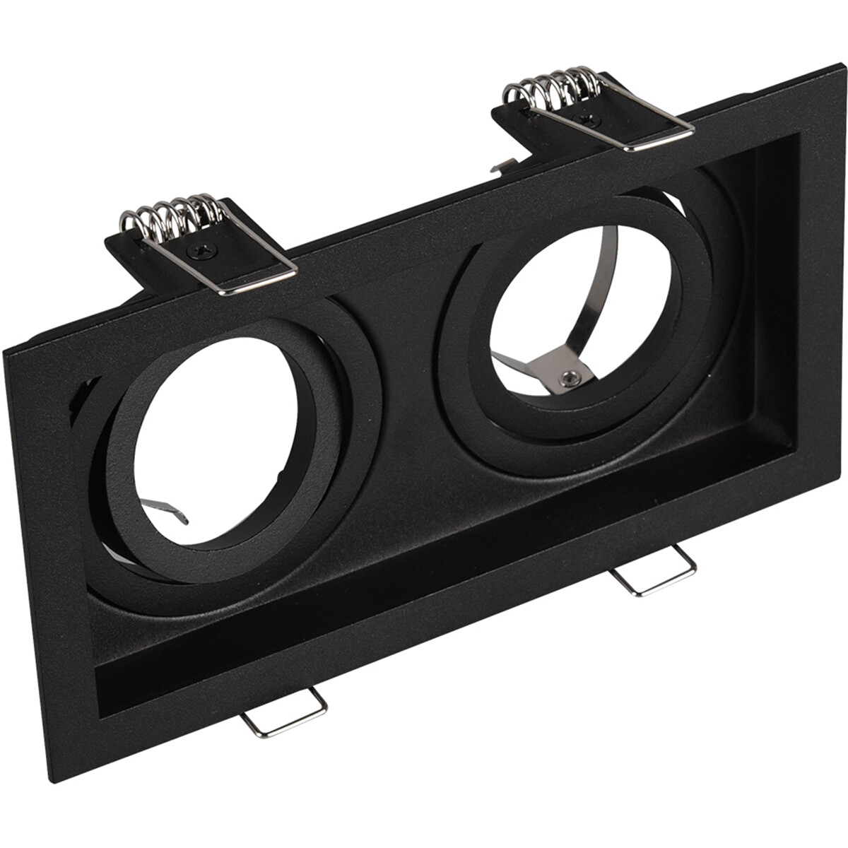 Support Spot GU10 - Trion Kenan - Spot Encastré GU10 - Rectangle - 2-lumières - Noir - Aluminium - Encastré - Inclinable - Ø90