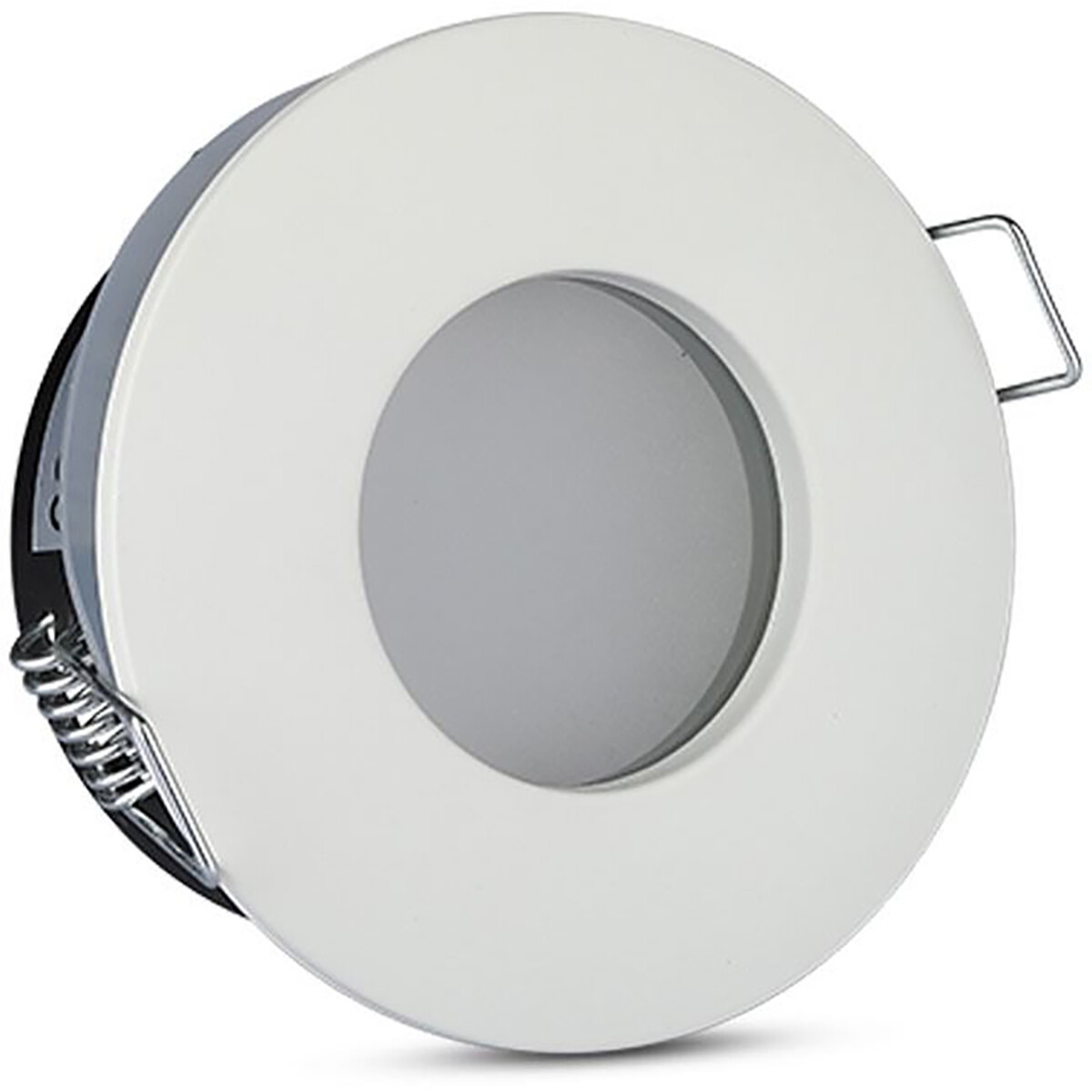 Support Spot GU10 - Aigi - Spot Encastré GU10 - Étanche IP65 - Rond - Blanc - Aluminium/Verre - Ø82mm