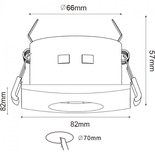 Support Spot GU10 - Aigi - Spot Encastré GU10 - Étanche IP65 - Carré - Chrome - Aluminium/Verre - 82mm