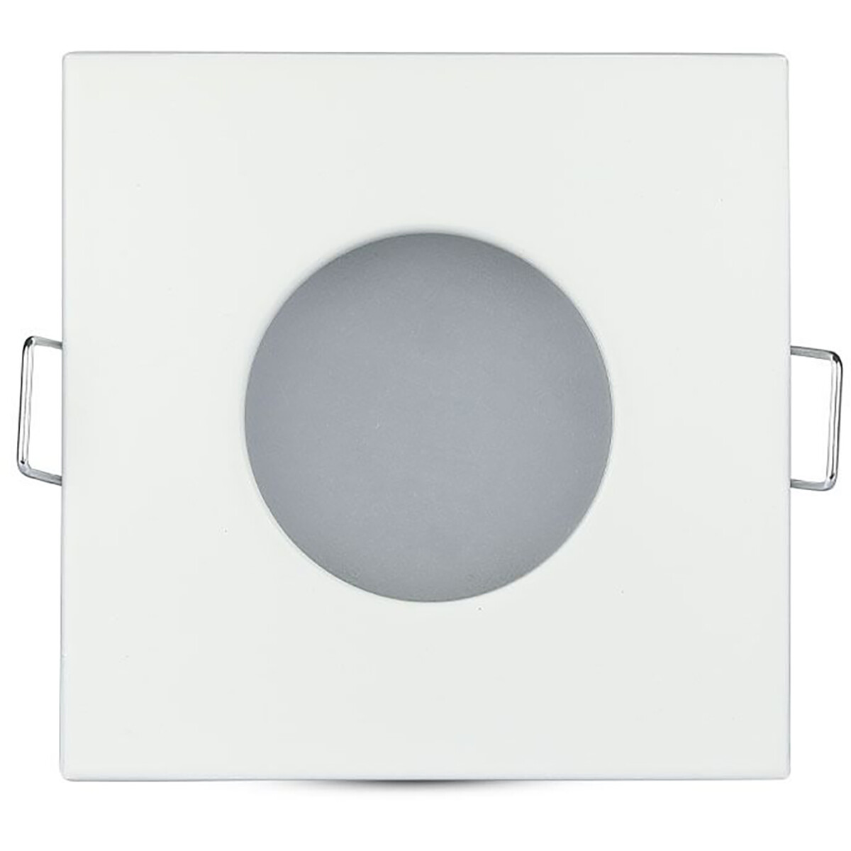 Support Spot GU10 - Aigi - Spot Encastré GU10 - Étanche IP65 - Carré - Blanc - Aluminium/Verre - 82mm