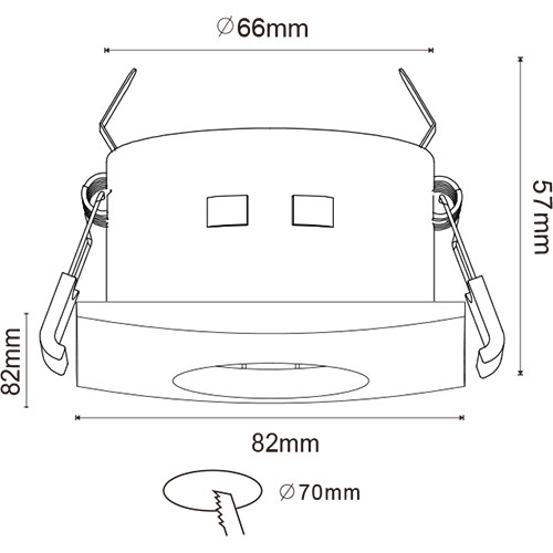 Support Spot GU10 - Aigi - Spot Encastré GU10 - Étanche IP65 - Carré - Blanc - Aluminium/Verre - 82mm