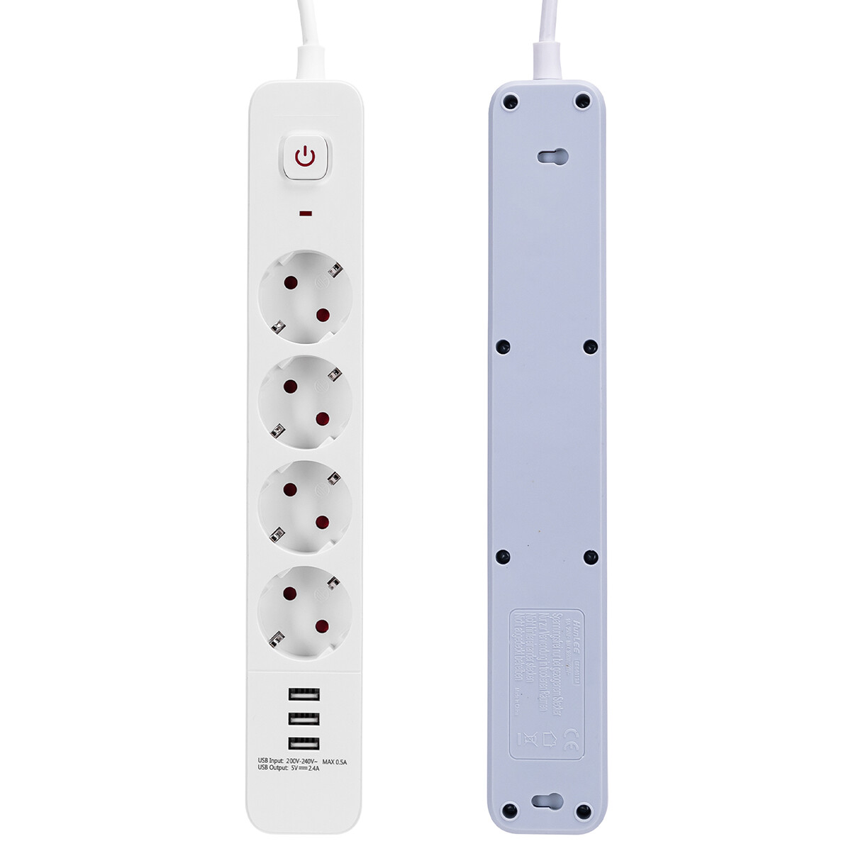 Bloc multiprise avec USB - Rallonge avec USB - Aigi - 4 prises - 3 ports USB-A - 1,5 mètre - Prise de terre - Blanc | Pays-Bas