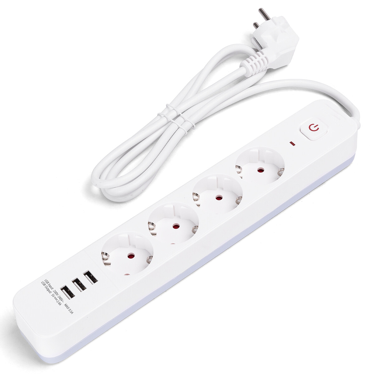 Bloc multiprise avec USB - Rallonge avec USB - Aigi - 4 prises - 3 ports USB-A - 1,5 mètre - Prise de terre - Blanc | Pays-Bas