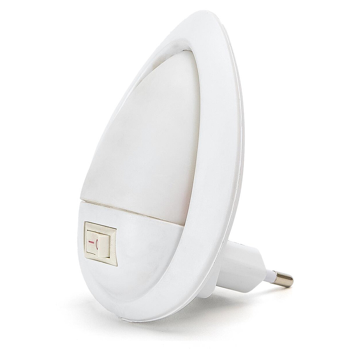 Lampe à Fiche - Lampe à Fiche avec Interrupteur On/Off - Aigi Woest - 1W - Blanc Froid 6500K - Ovale - Mat Blanc - Plastique