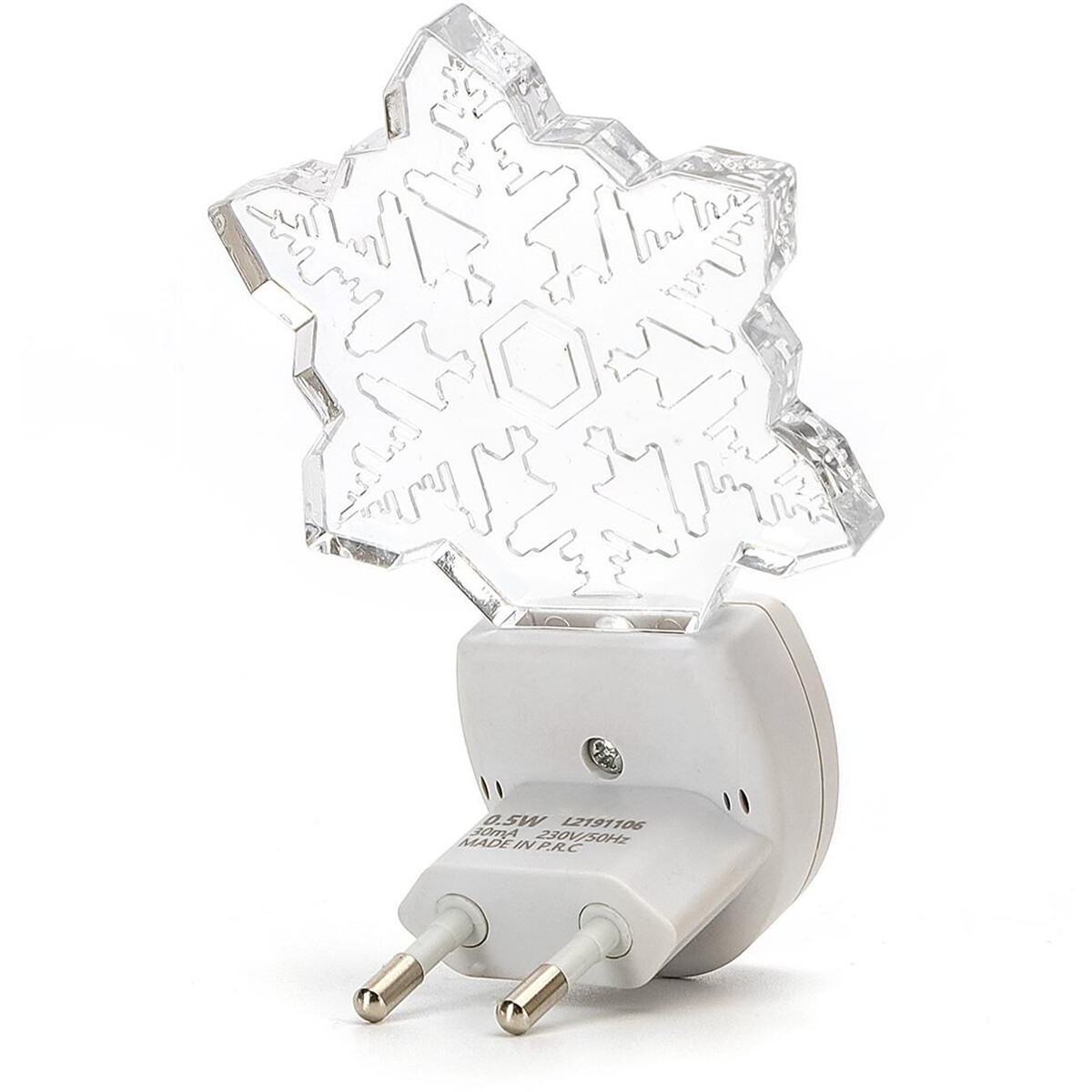 Lampe à Fiche - Lampe à Fiche avec Capteurs de Luminosité - Aigi Essi - 0.5W - RGB - Rond - Mat Blanc - Plastique - Flocon de Neige