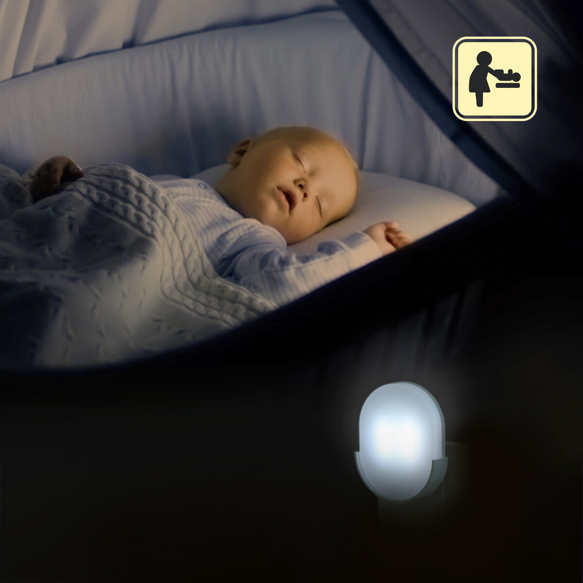 Lampe à Fiche - Lampe à Fiche avec Capteurs de Luminosité - Aigi Sipas - 1W - Blanc Froid 6500K - Ovale - Mat Blanc - Plastique