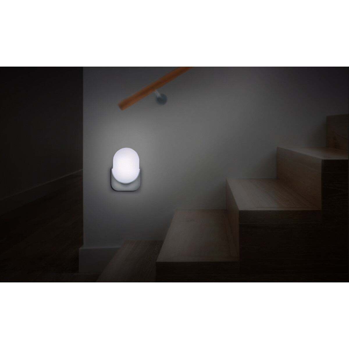 Lampe à Fiche - Lampe à Fiche avec Capteurs de Luminosité - Aigi Sipas - 1W - Blanc Froid 6500K - Ovale - Mat Blanc - Plastique