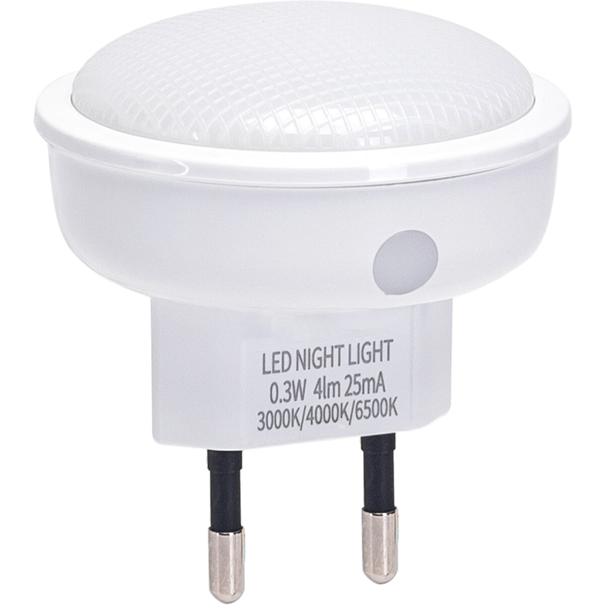 Lampe à Fiche - Veilleuse avec Détecteur Jour/Nuit - Aigi Qpoi - 0.3W - Blanc Chaud 3000K - Rond - Mat Blanc - Plastique