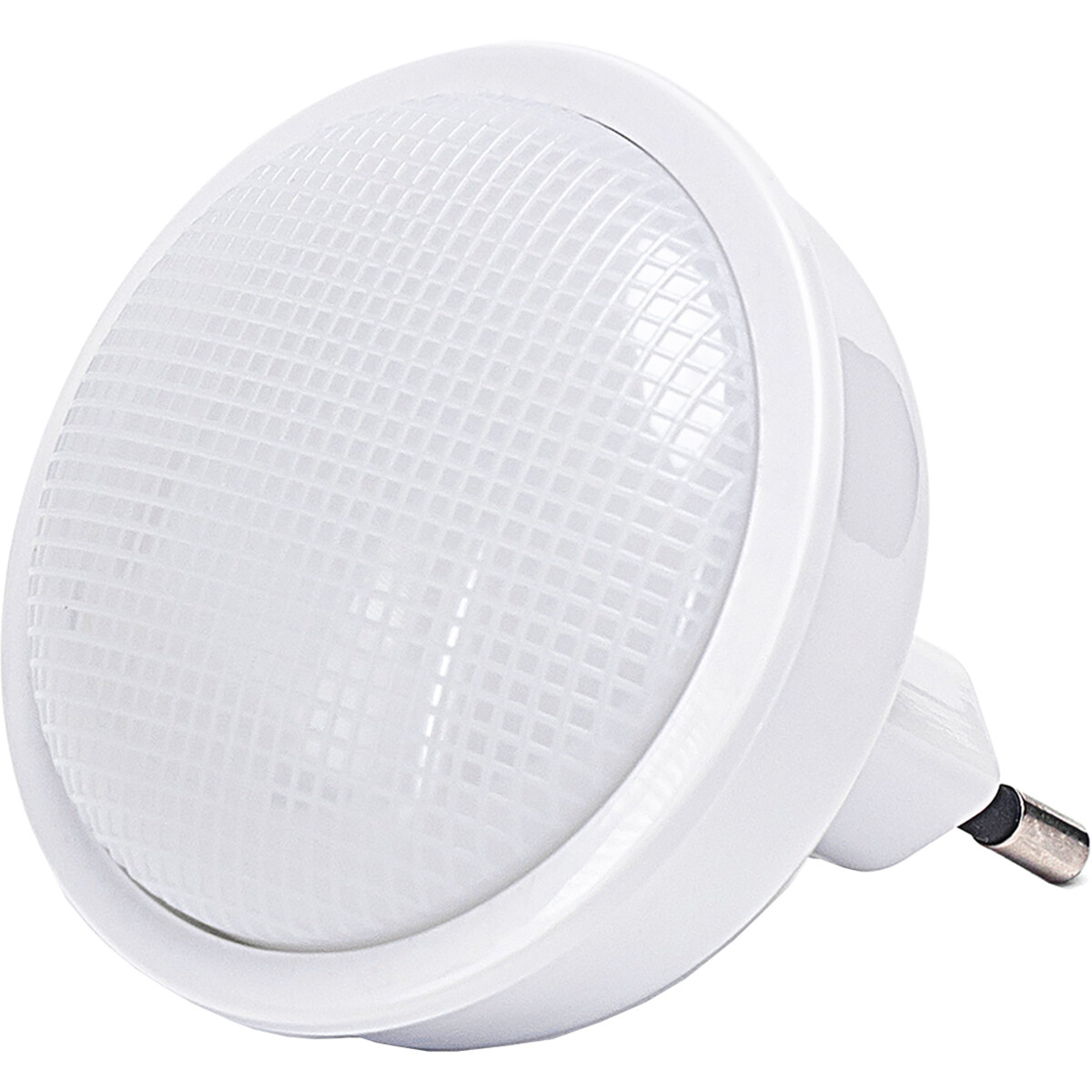 Lampe à Fiche - Veilleuse avec Détecteur Jour/Nuit - Aigi Qpoi - 0.3W - Blanc Chaud 3000K - Rond - Mat Blanc - Plastique