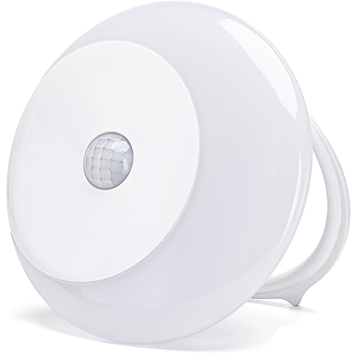 Lampe à Prise sur Batteries - Veilleuse avec Détecteur Jour/Nuit et de Mouvement. câble USB Incl. - Aigi Dypi - 0.5W - Blanc Chaud 3000K - Rond - Mat Blanc - Plastique